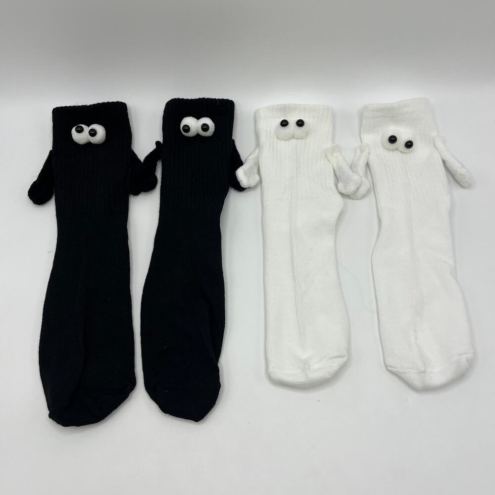 4 Pairs Holding-Hands Socks, Magnetic Socks, Couple Socks, Funny & Cute